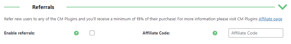 Referrals settings - Tooltip WordPress Plugin