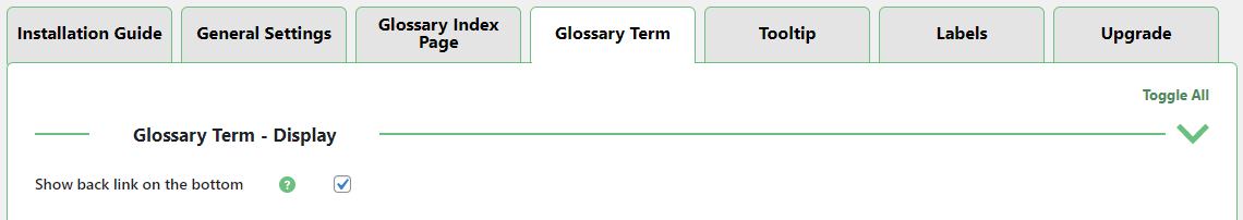 Glossary term display settings - Wiki WordPress Plugin