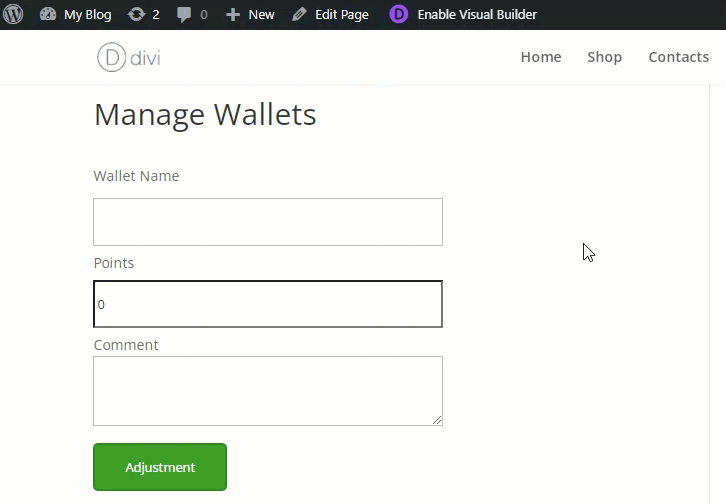 Managing the wallet on the front-end - WordPress User Wallet Credit System