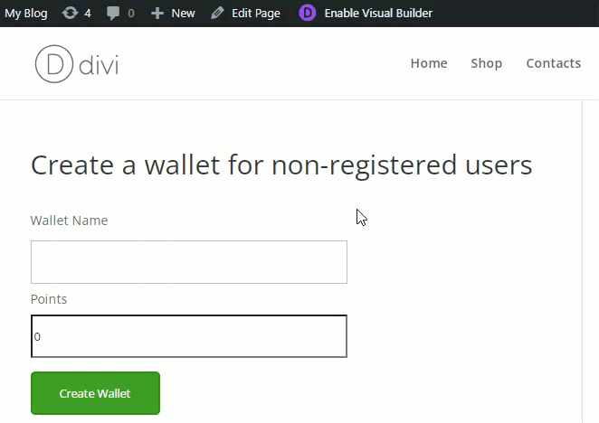 Process of creating a wallet for non-registered user - WordPress User Wallet Credit System