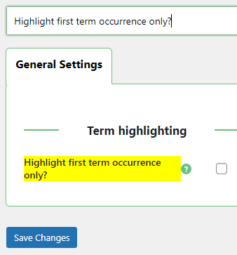 Highlighting first term occurrence only - Knowledge Base WordPress Plugin