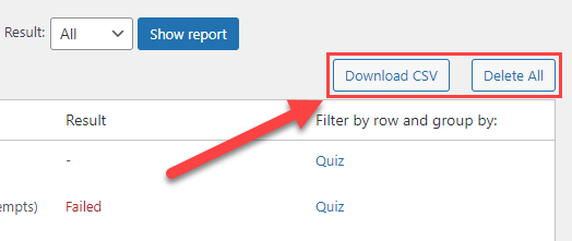 Exporting and deleting progress report - WordPress Exam Plugin With Timer