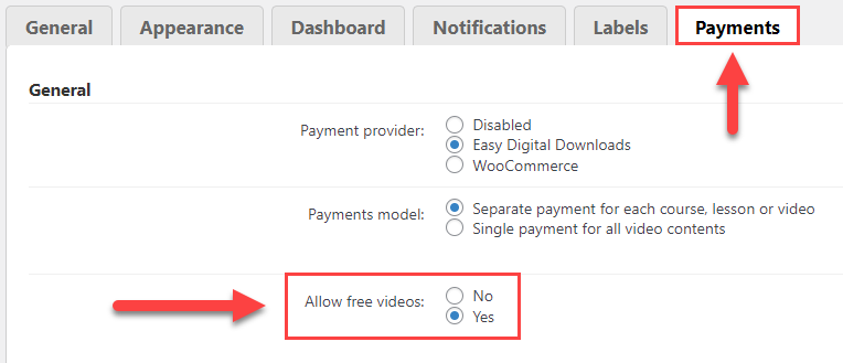 Allowing free videos - WordPress Video Lessons Plugin