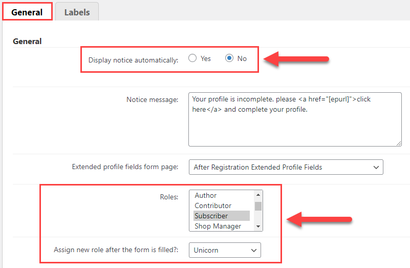 General plugin settings