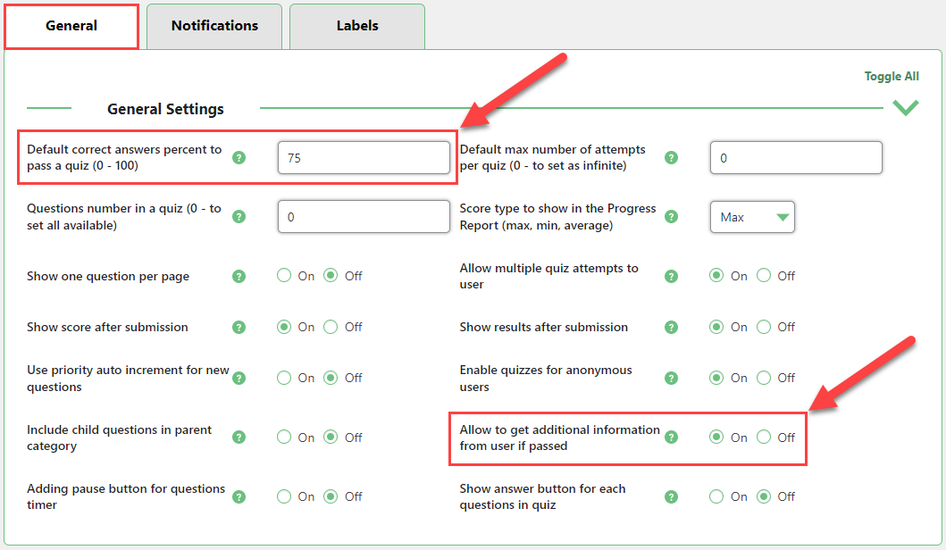 Setting up the integration settings - WordPress Exam Plugin With Timer