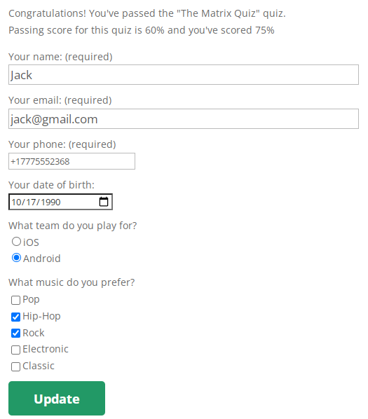 Questionnaire example