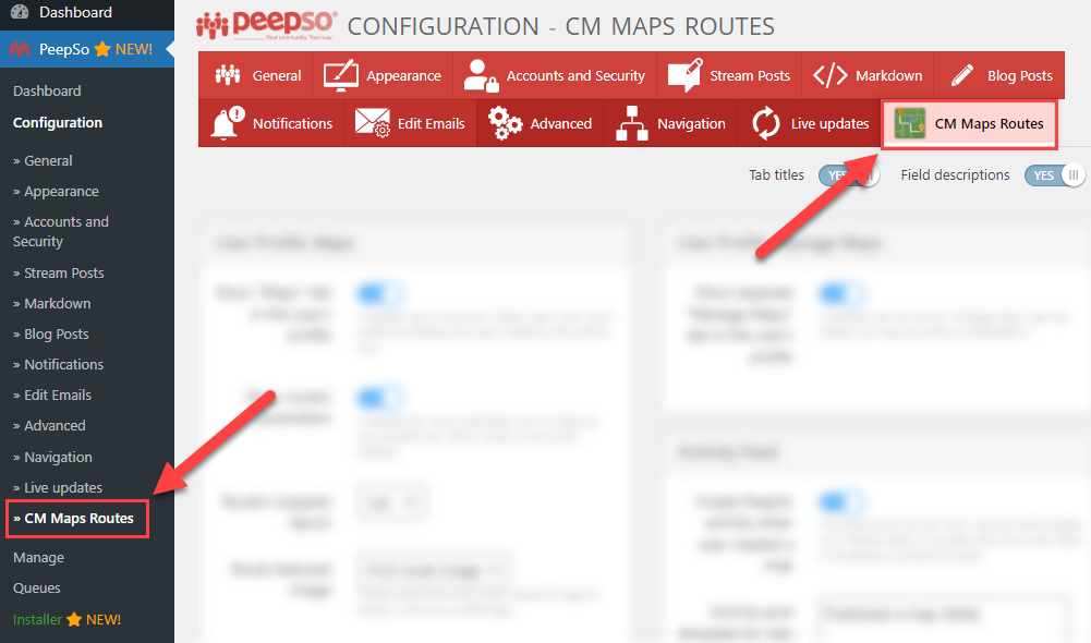 Routes plugin integration settings - Travel Plugins For WordPress