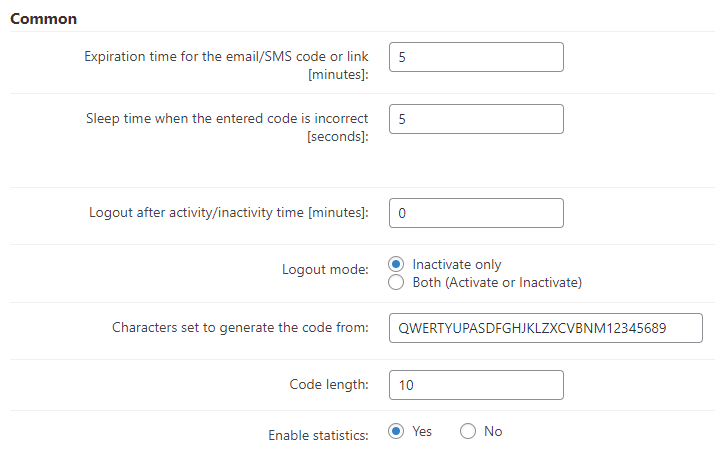 Common settings - WordPress Two Step Authentication