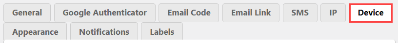 Device restrictions tab - WordPress Two Step Authentication