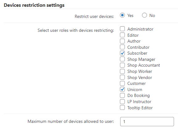 Enabling device limits - WordPress Enable 2FA