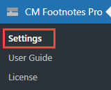 Navigation to the plugin settings - Footnotes In WordPress