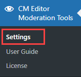 Navigation to the plugin settings - WordPress Editorial Plugin