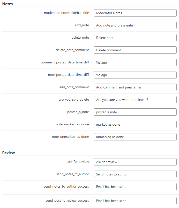 Labels settings - WordPress Editorial Plugins