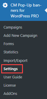 Navigation to WordPress popup form builder settings