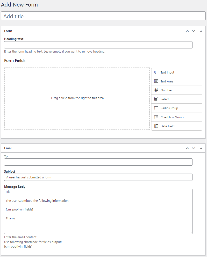 Popup Form Builder - WordPress Plugin Popup