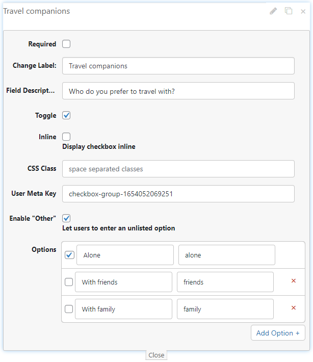 Checkbox Group type field - Lead Generation Plugin