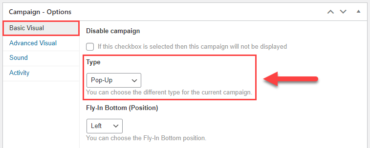 Popup Basic visual settings - WP Popups