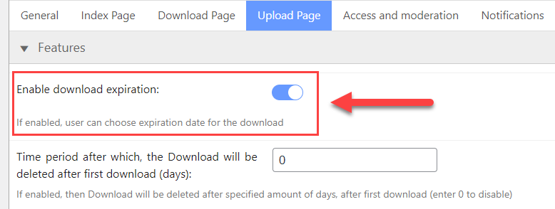 Allowing users to specify the download expiration - File Manager Plugin for WordPress