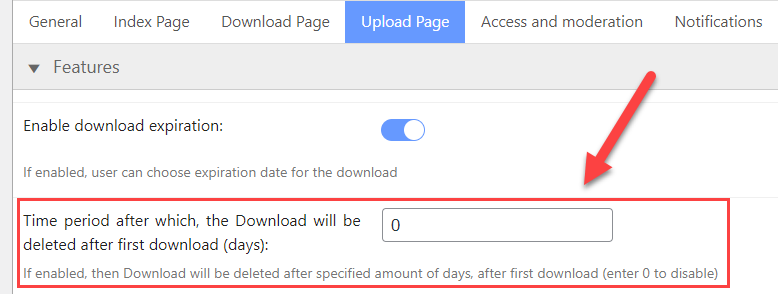 Disabling general expiration period for all downloads - File Download Plugin