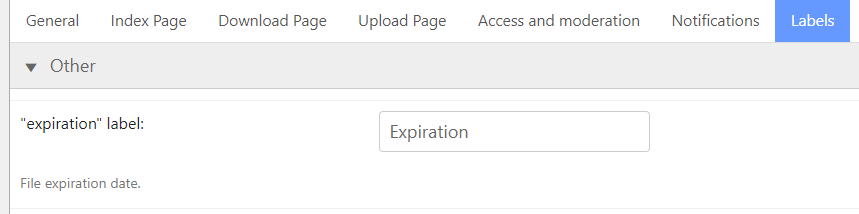 Label for the expiration field on the download page - WordPress Document Management