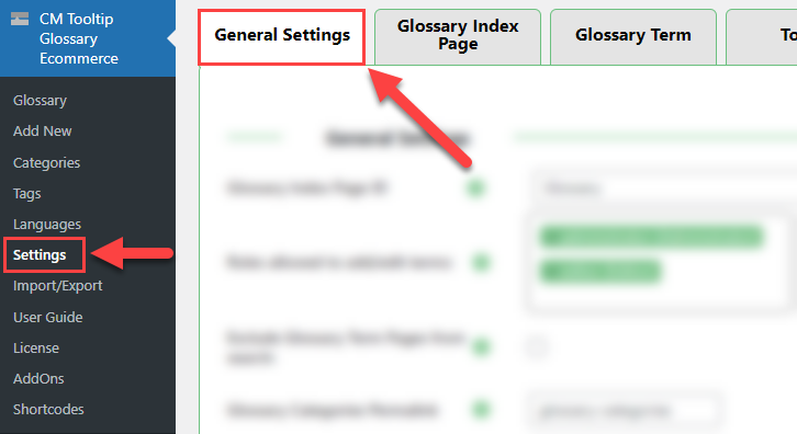 General settings - Tooltip WordPress Plugin