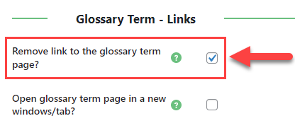 Removing links to glossary term pages - WordPress as a Wiki