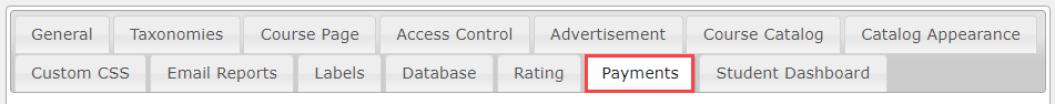 Payments settings tab - WordPress Course Catalog Plugin
