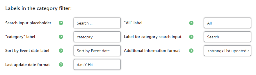 Labels in the category filter - WordPress Content Curation Plugin