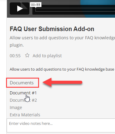 Documents label on the front-end - WordPress Video Courses