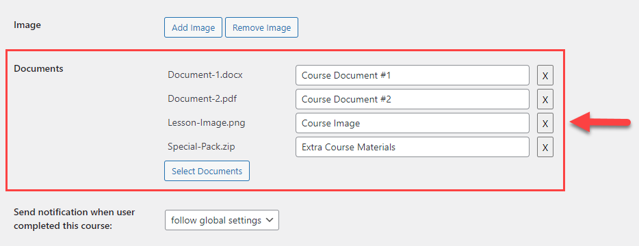 Attaching files to courses - WordPress Video Lessons Manager Plugin