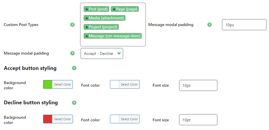 Plugin settings - WordPress Cookies Notification Popup