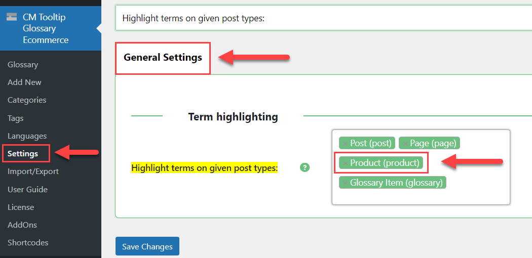 Enabling highlighting glossary terms on the WooCommerce product pages - WordPress Internal Linking Plugin