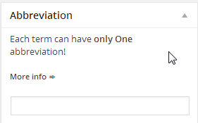 Metabox for adding term abbreviation - Glossary Plugin WordPress