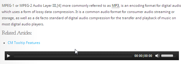 Example of the audio player on the term page - WordPress Knowledge Base Plugin