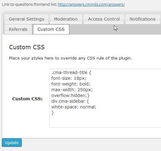 Example of CSS modifications - WordPress Question and Answer Plugin