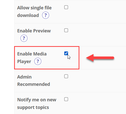 Front-end setting for enabling preview for multimedia files - WP File Download Plugin