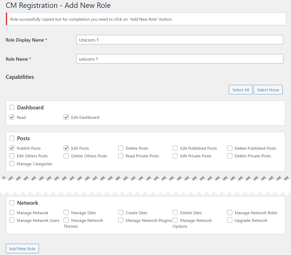 Duplicating existing user role - WordPress Plugin User Registration