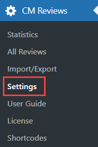 Navigation to the plugin settings - Product Review WordPress Plugin