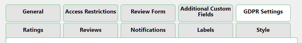 GDPR settings tab - WordPress Testimonials Manager Plugin