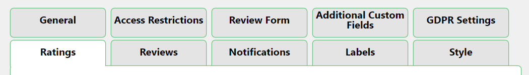 Ratings settings tab - Customer Review Plugin for WordPress