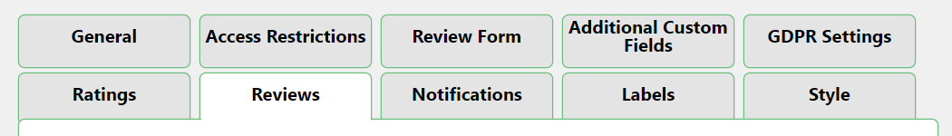 Reviews settings tab - WordPress Plugin Star Rating for Reviews