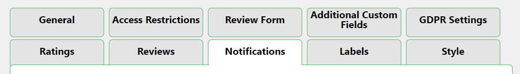 Notifications settings tab - WordPress Rating System