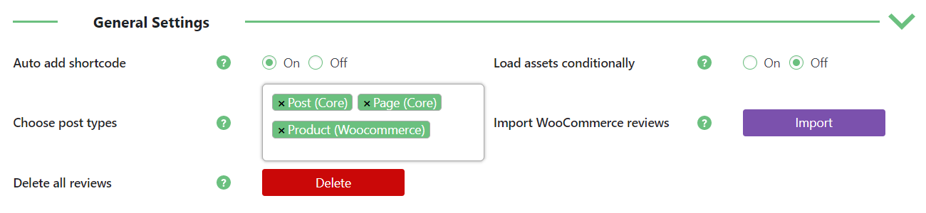 General settings - WordPress Rating Plugin