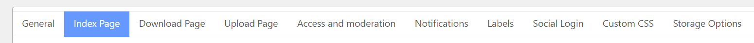Index Page settings tab - WordPress Document Management