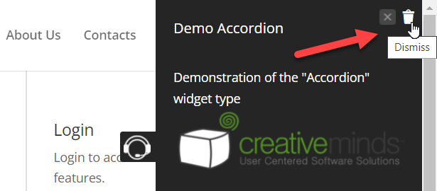 Dismissing the widget on the front-end - WordPress On Screen Walkthrough Plugin