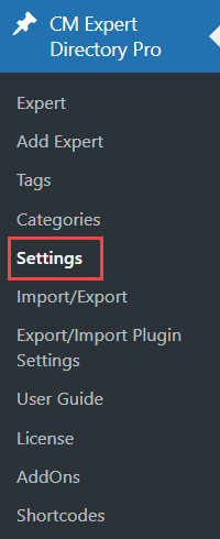 Navigation to the plugin settings - WordPress Plugin for Member Directory