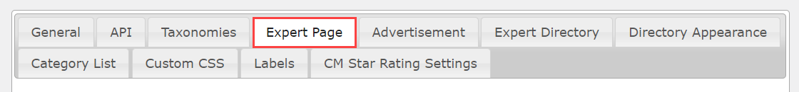 Expert page settings tab - WP Member Directory Plugin