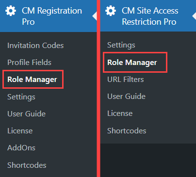 Navigation to the Role Manager - WordPress Login Plugin