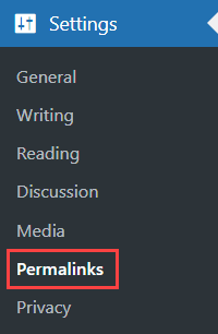 Navigation to the Permalinks settings - Content Dripping WordPress Plugin