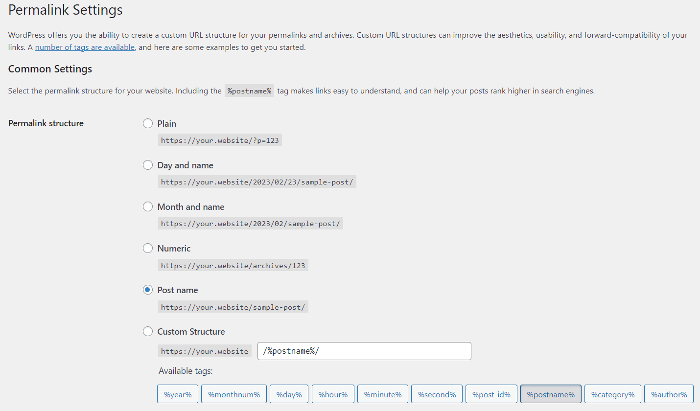 Permalinks settings - Tiered Membership